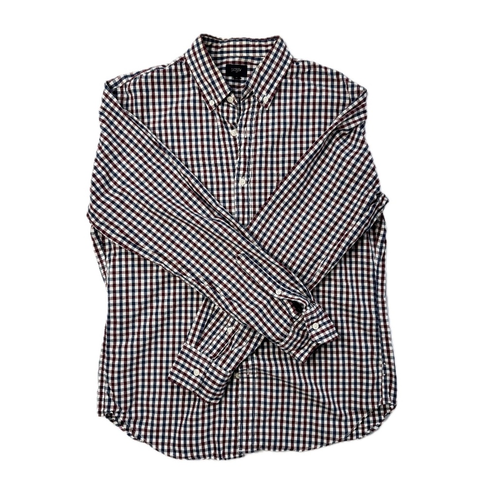 J.Crew Men’s Slim Fit Button-Down Shirt - Medium, Blue/Red/White Check